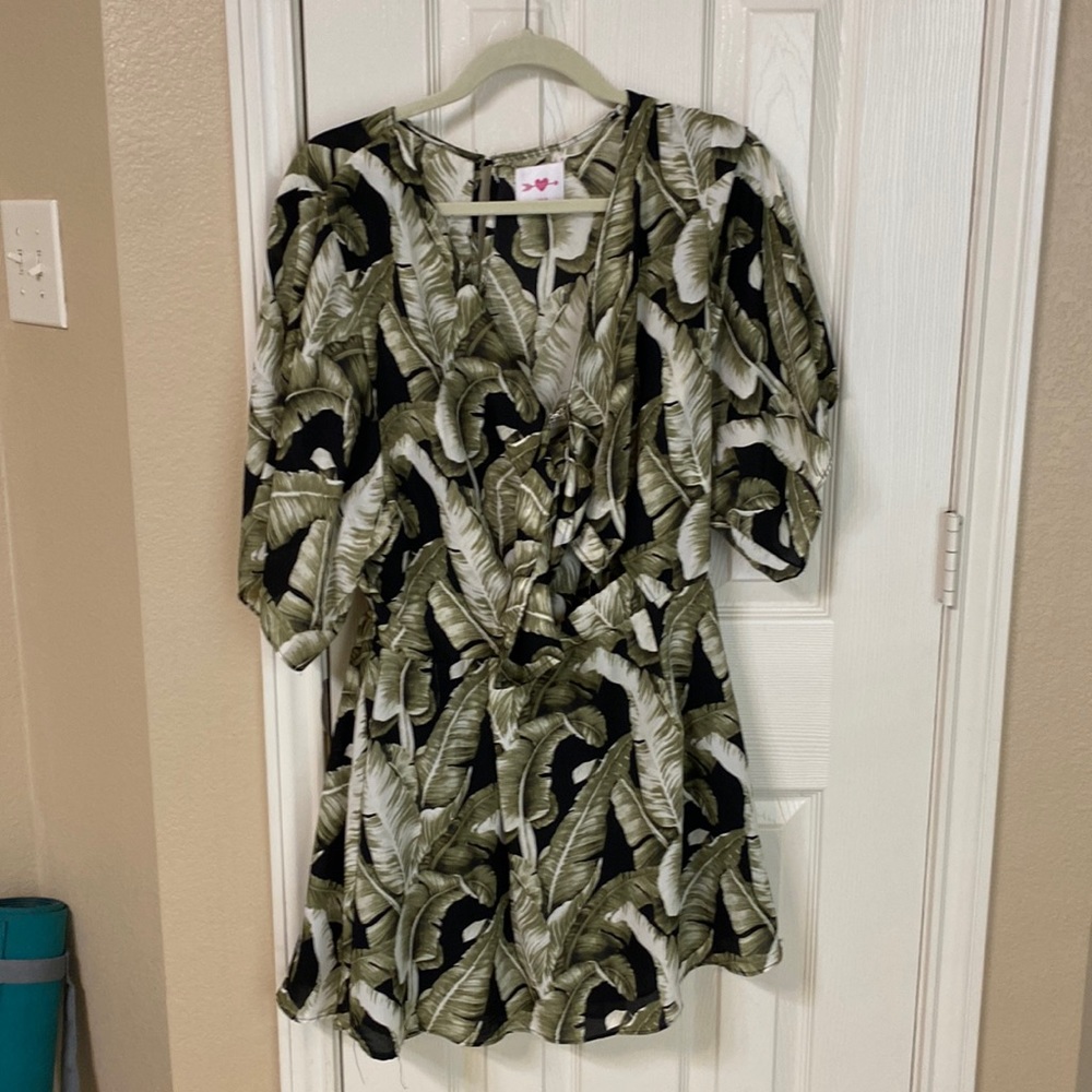 Tropical cut out mini dress